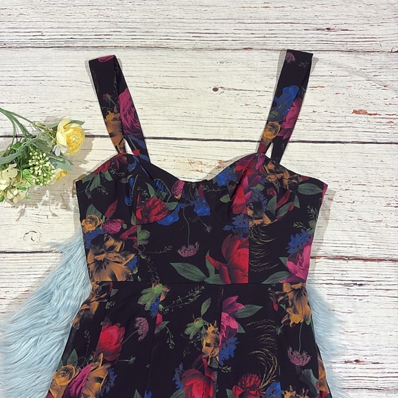 Hutch Vivid Shades Of Night Floral Bustier Chiffon Midi Dress - Picture 6 of 9